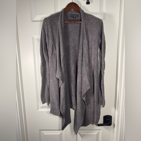 Barefoot Dreams Bamboo Chic Lite Charcoal Grey Waterfall Cardigan Sweater S/M - Picture 1 of 8